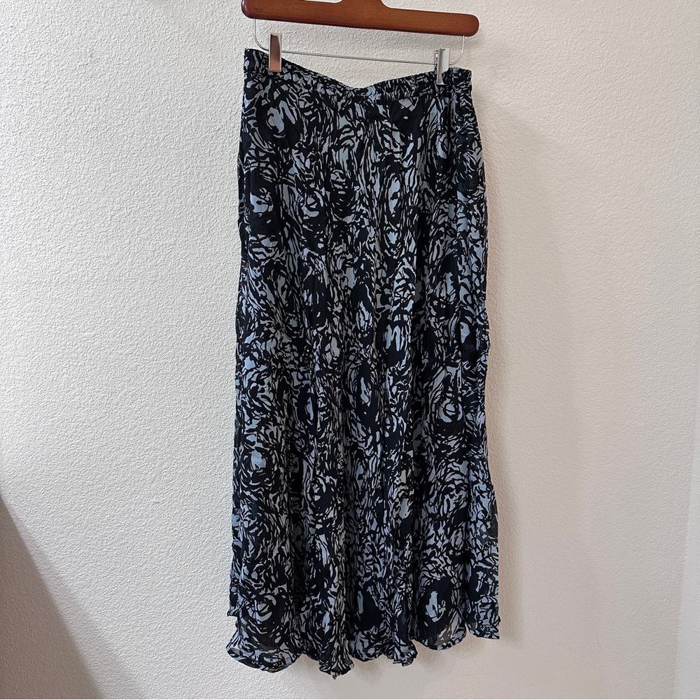 Sarah Arizona black gray reversible elastic waist skirt Size Large